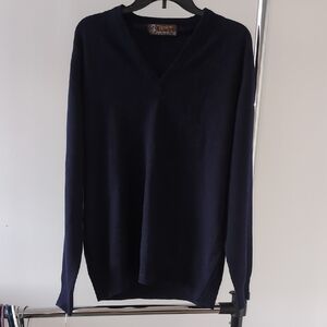 John Smedley Deep Blue V-Neck Sweater
